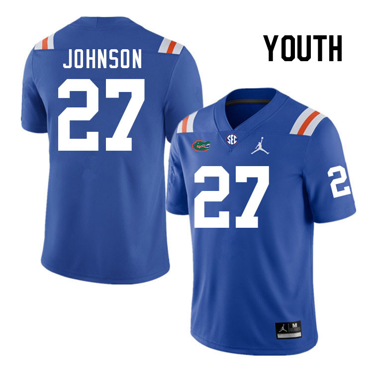 Youth #27 Dijon Johnson Florida Gators College Football Jerseys Stitched-Throwback